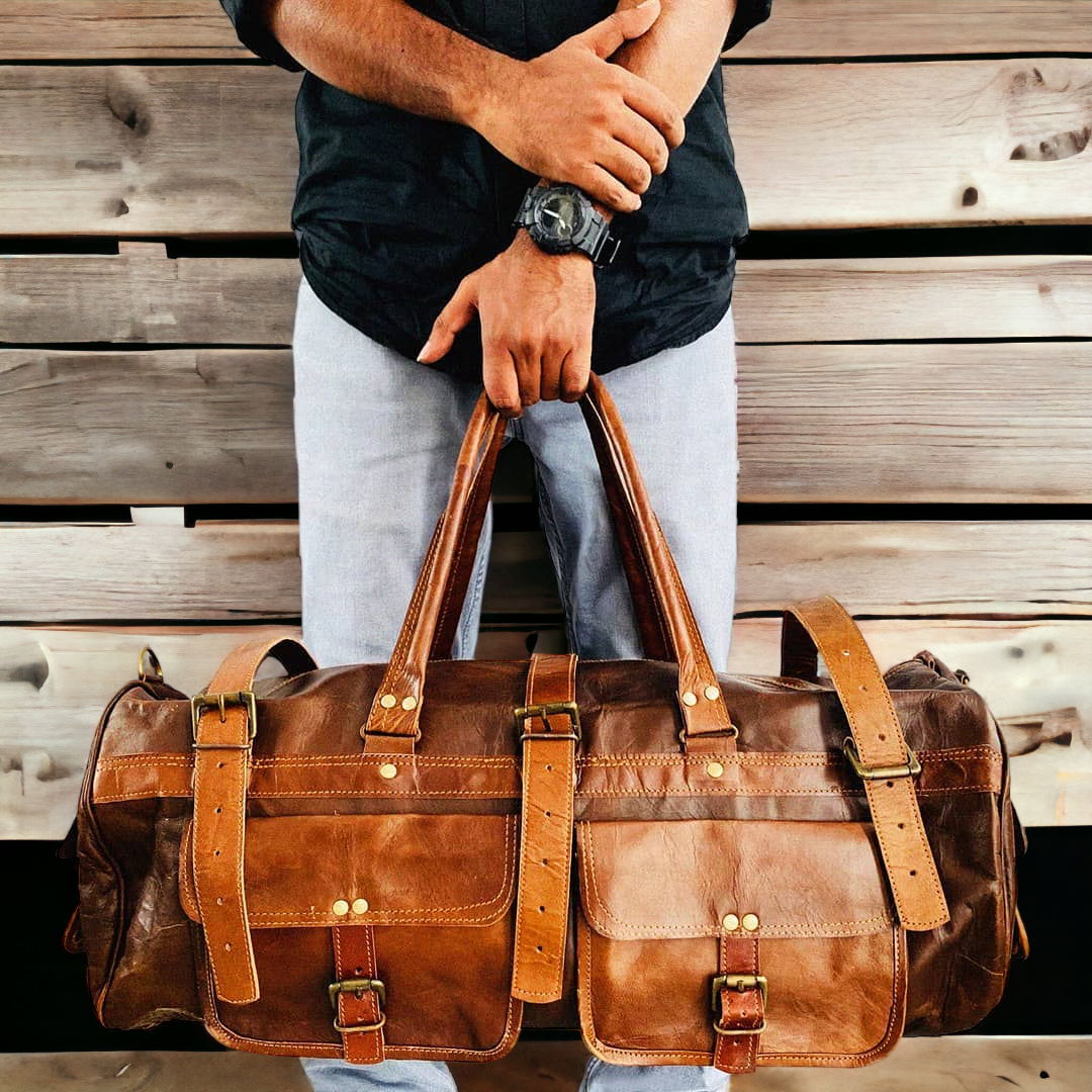 Handmade Vintage Leather Duffle Bag