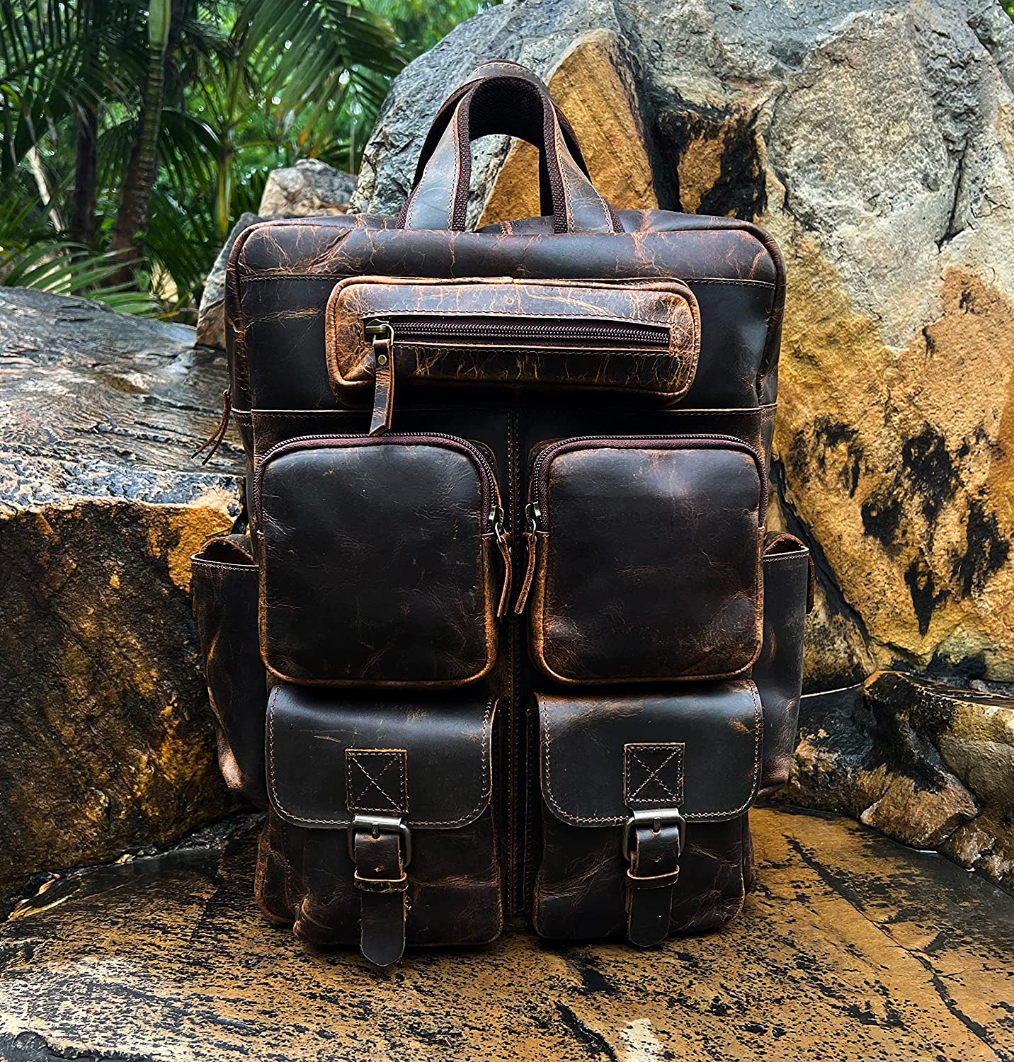 Vintage Buffalo Leather Backpack