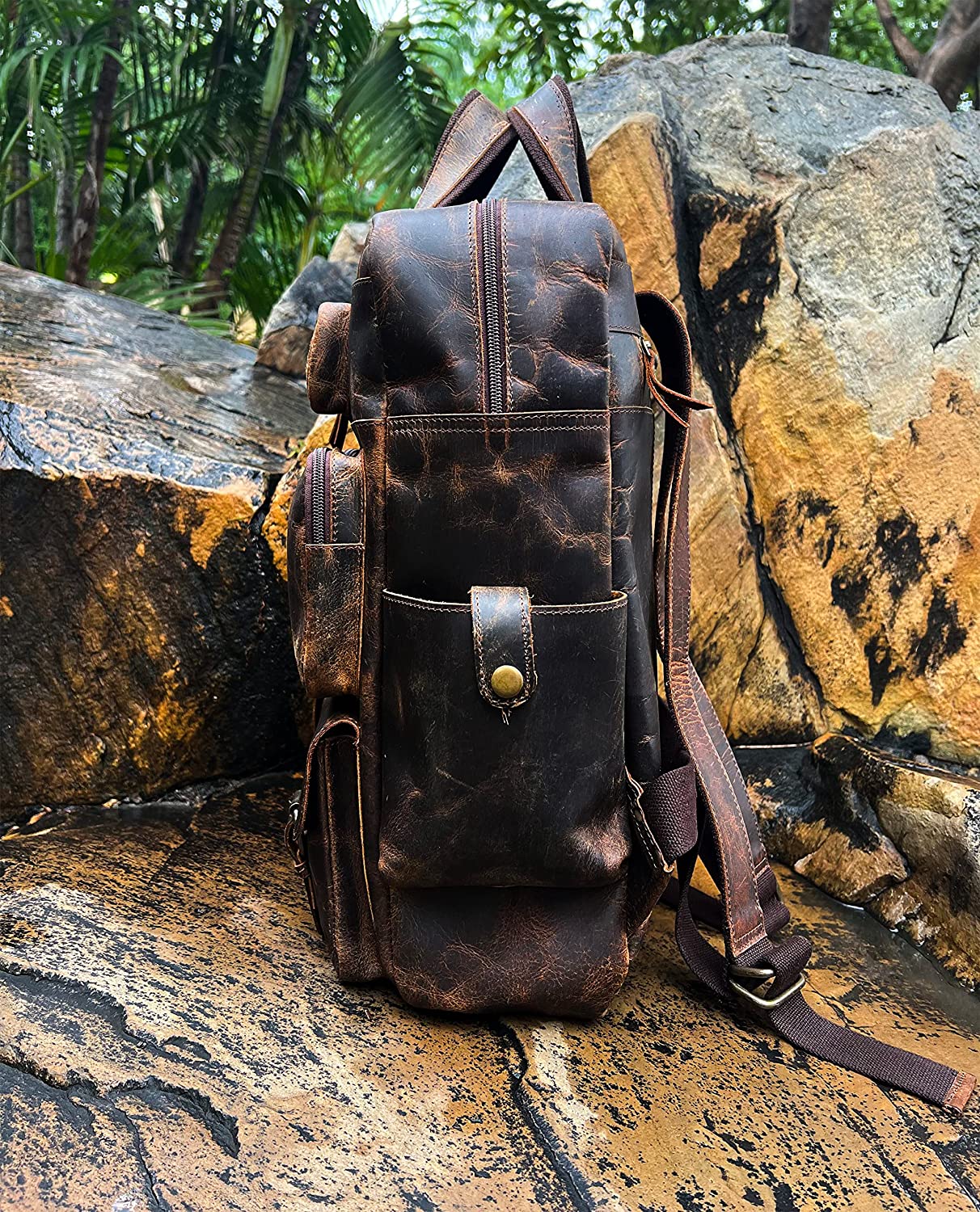 Vintage Buffalo Leather Backpack