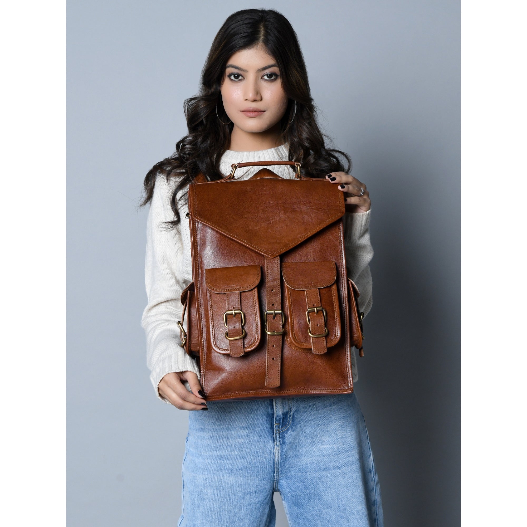 Convertible Leather Backpack