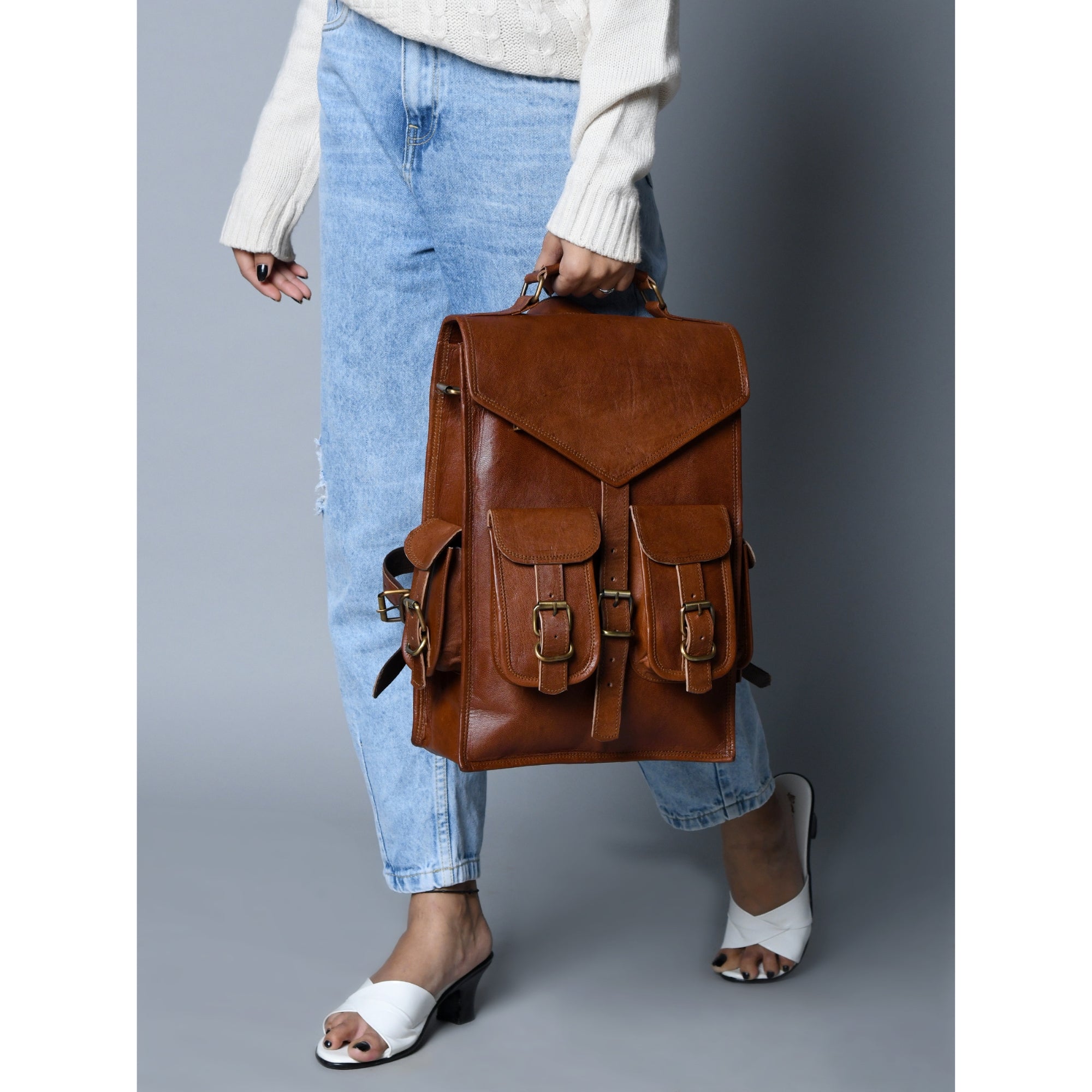 Convertible Leather Backpack