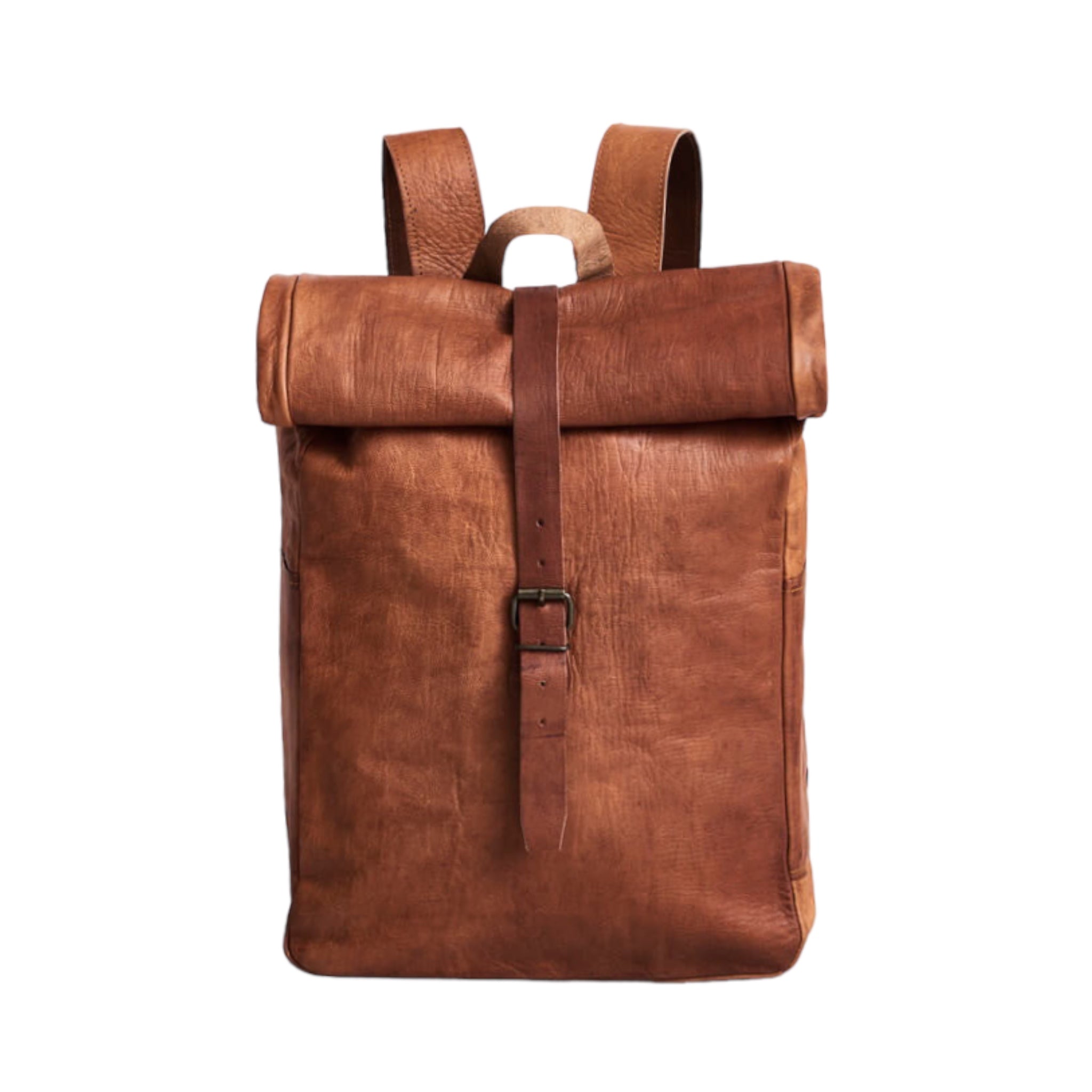 Roll Top Leather Backpack