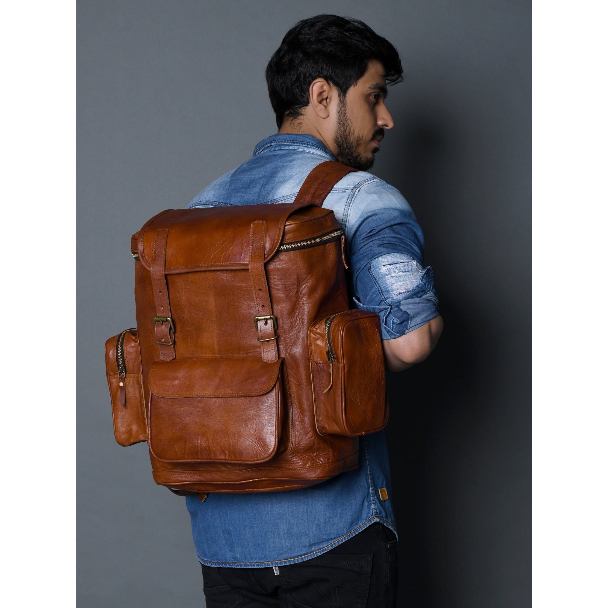 Retro Vintage Leather Backpack