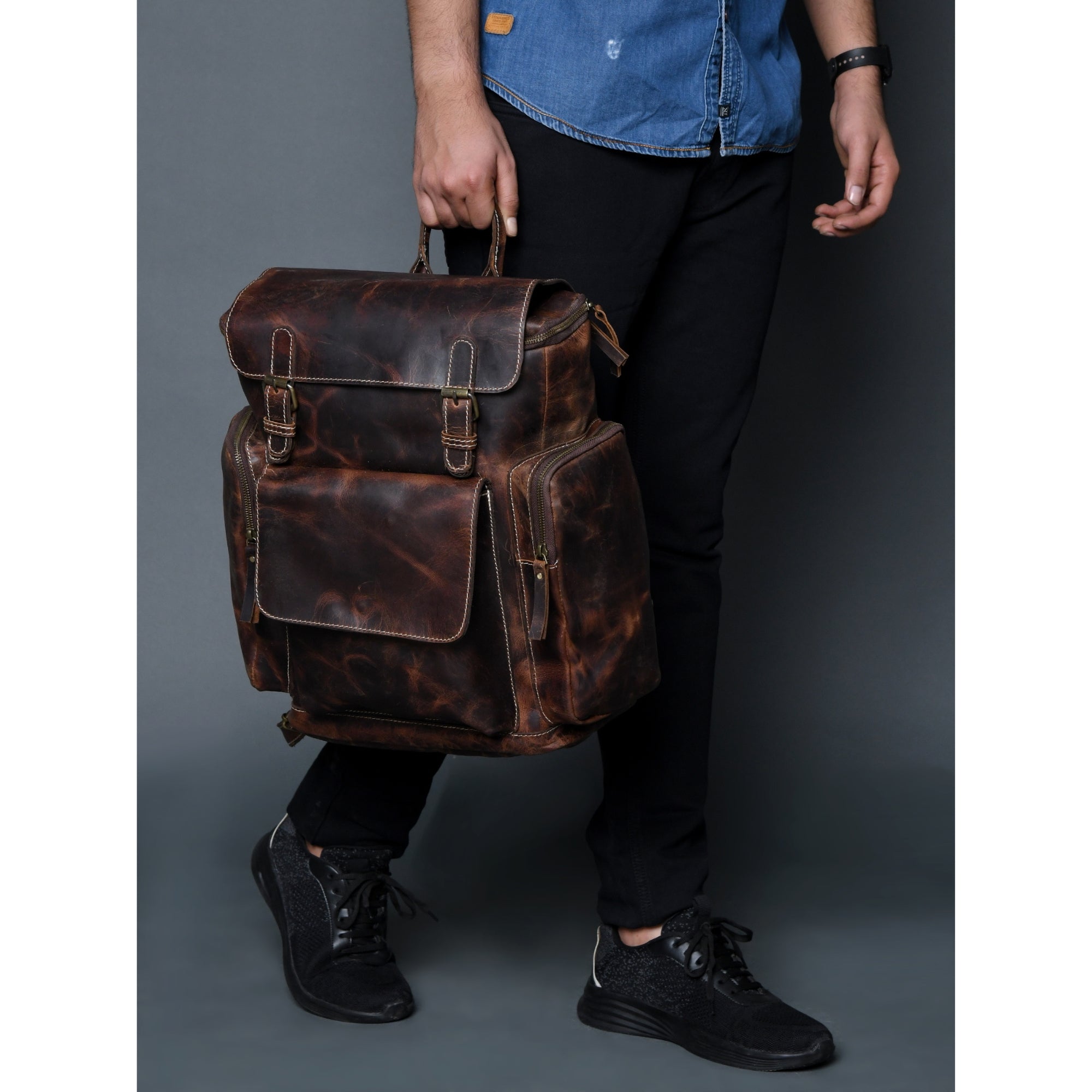 Rucksack Brown Leather Backpack