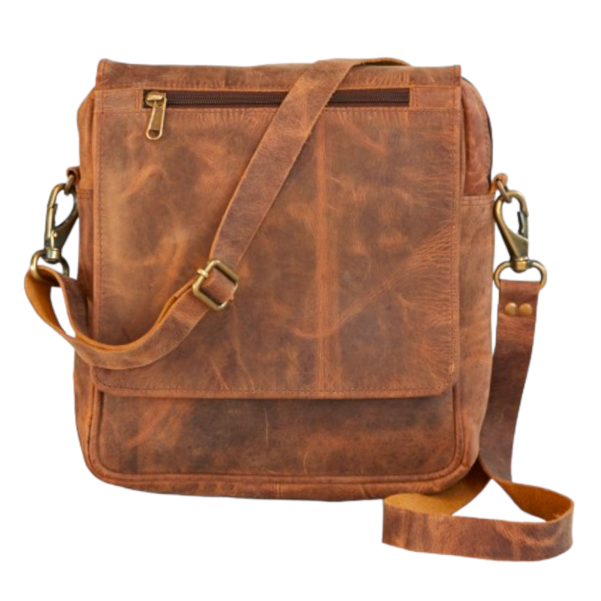 Buffalo Leather Portrait Messenger Bag