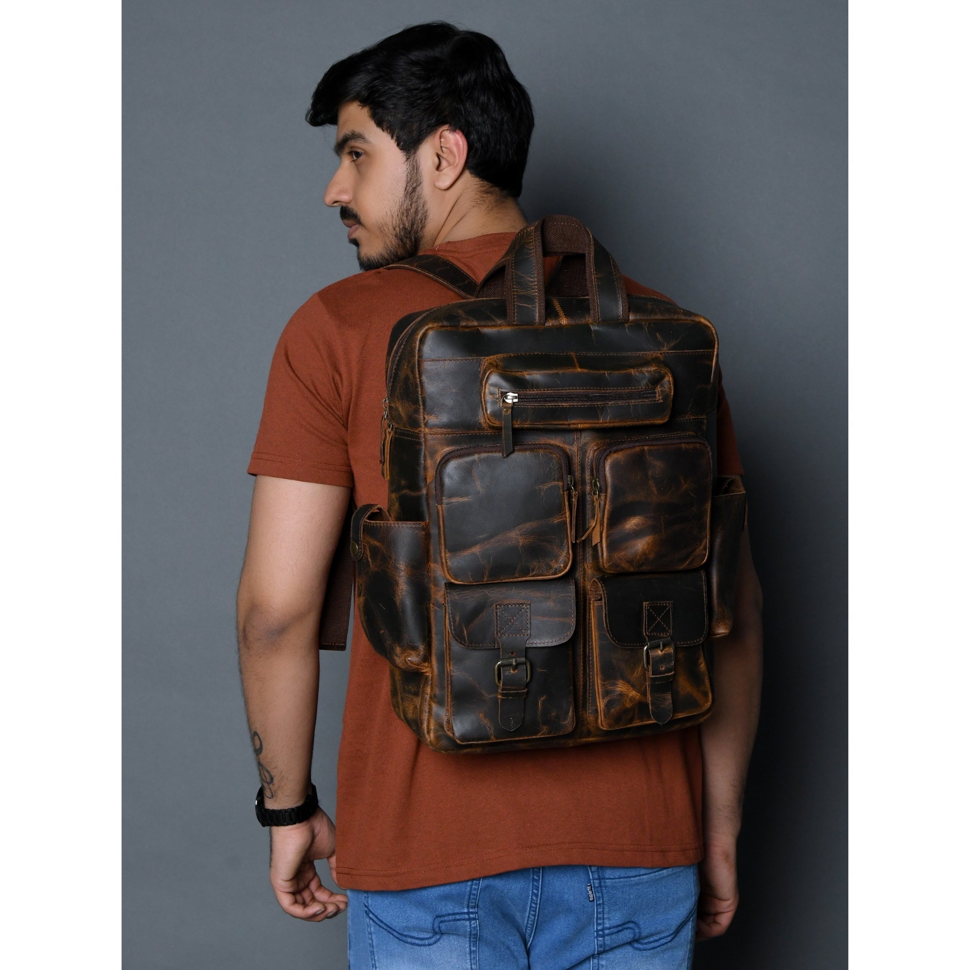 Multi Functional Leather Backpack