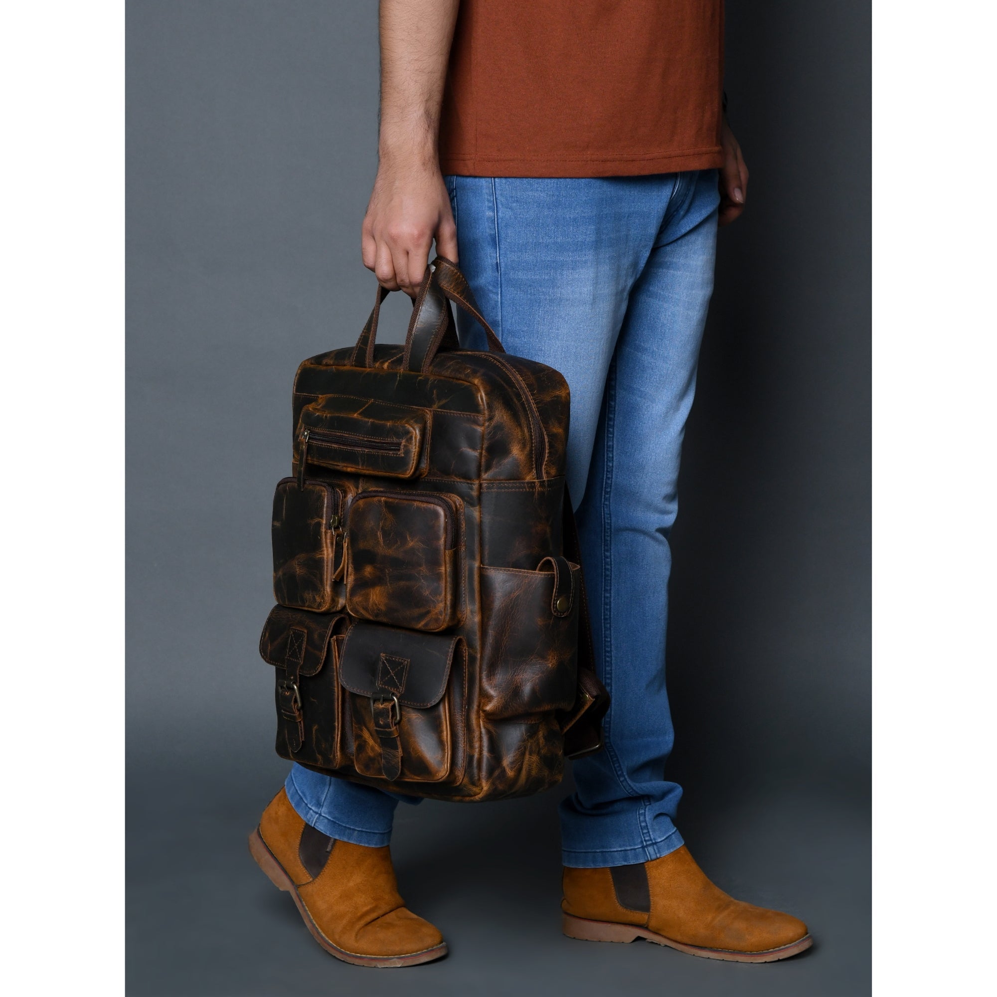 Multi Functional Leather Backpack