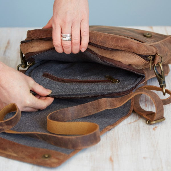 Buffalo Leather Portrait Messenger Bag