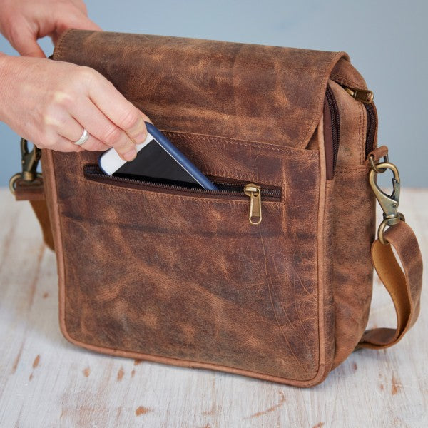 Buffalo Leather Portrait Messenger Bag