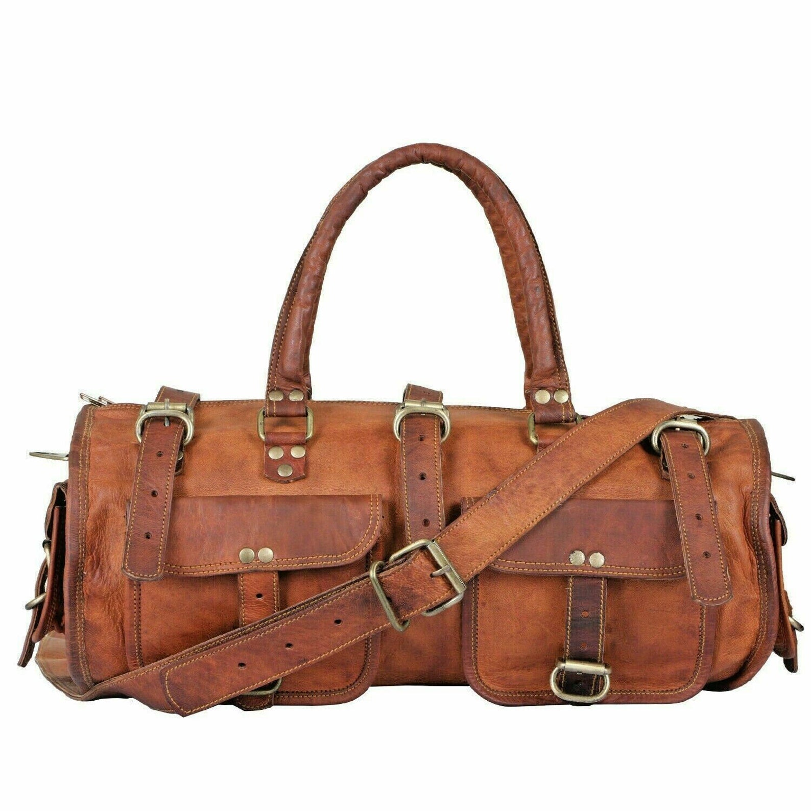 Handmade Vintage Leather Duffle Bag