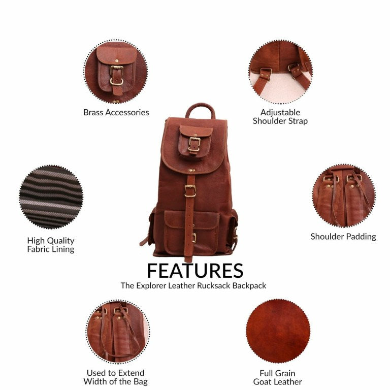 The Explorer Leather Travel Backpack